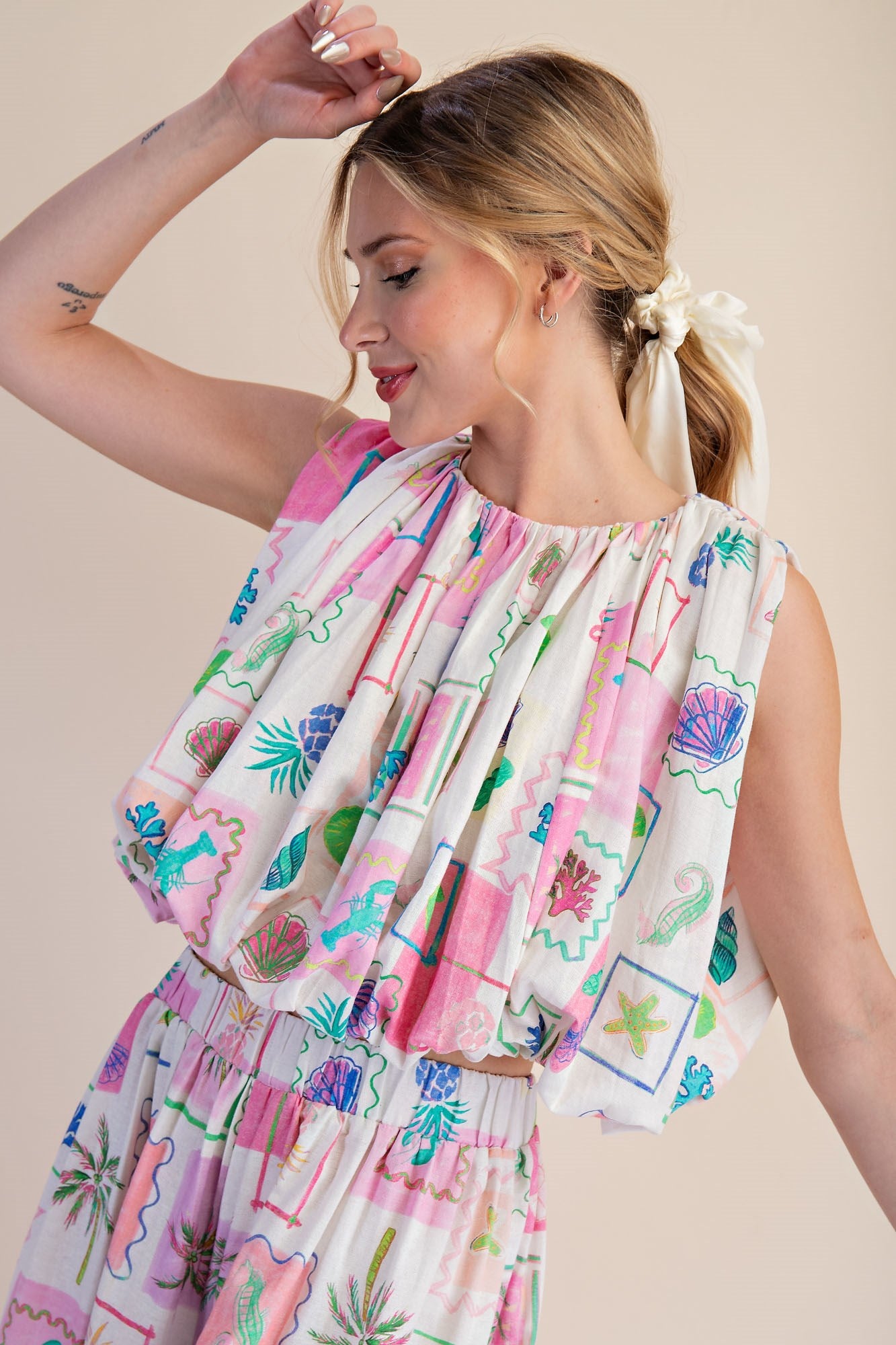 Sleeveless Beachy Pleated Top