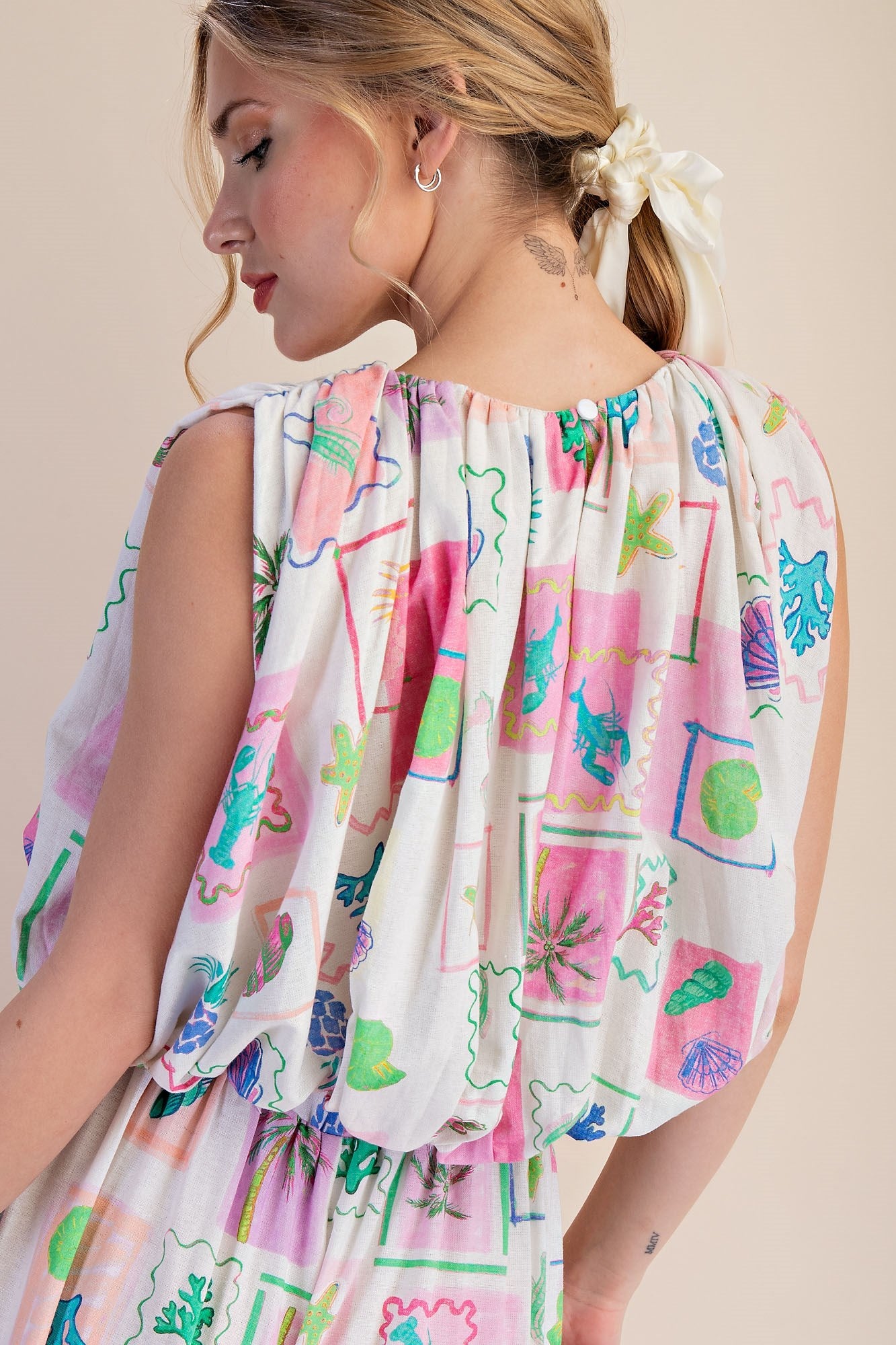 Sleeveless Beachy Pleated Top