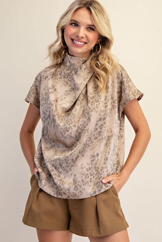 Mocha Luxe Draped Blouse