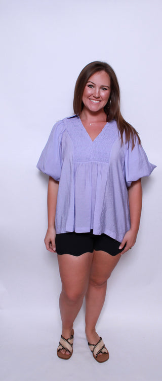 Exaggerated Bubble Sleeve Top