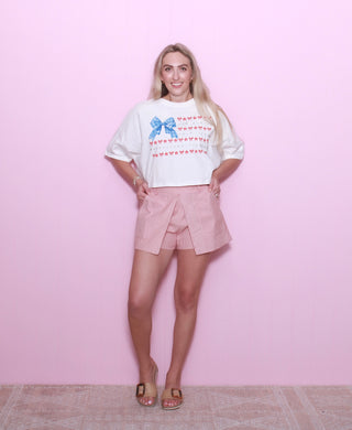 Striped high waist skort