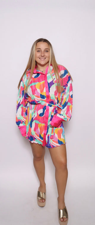 Brushstroke Print Mini Dress