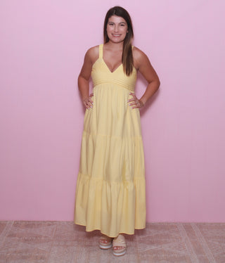 SLEEVELESS V NECK MAXI DRESS