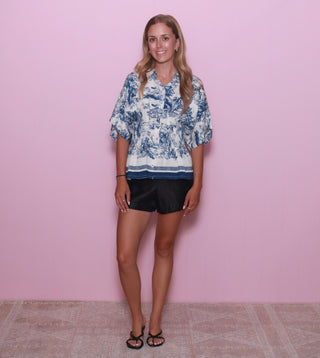 Collared Button Down Print Top