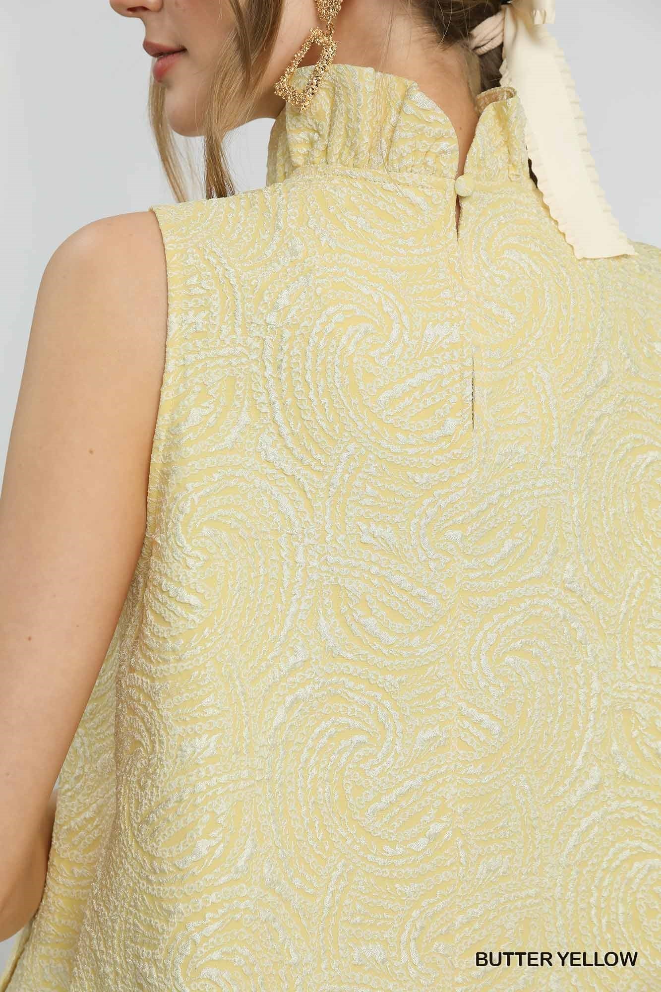 Textured Smock Neck Sleeveless Dress