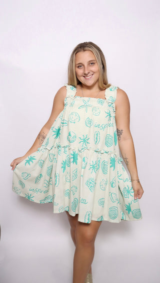 Abstract Print Tiered Dress