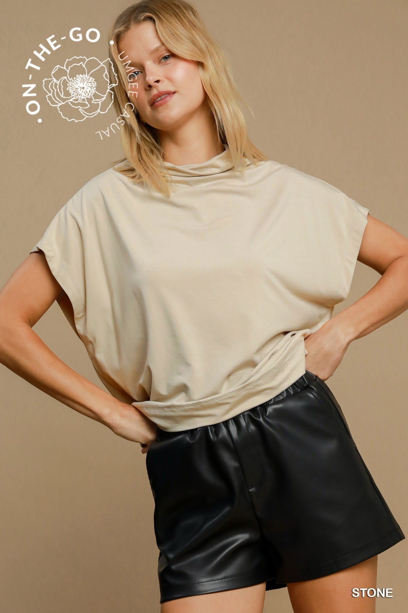 Sleeveless Funnel Neck Top