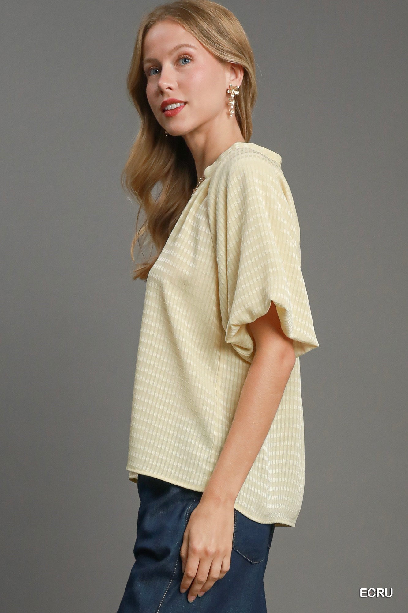Striped Silky Jacquard Blouse