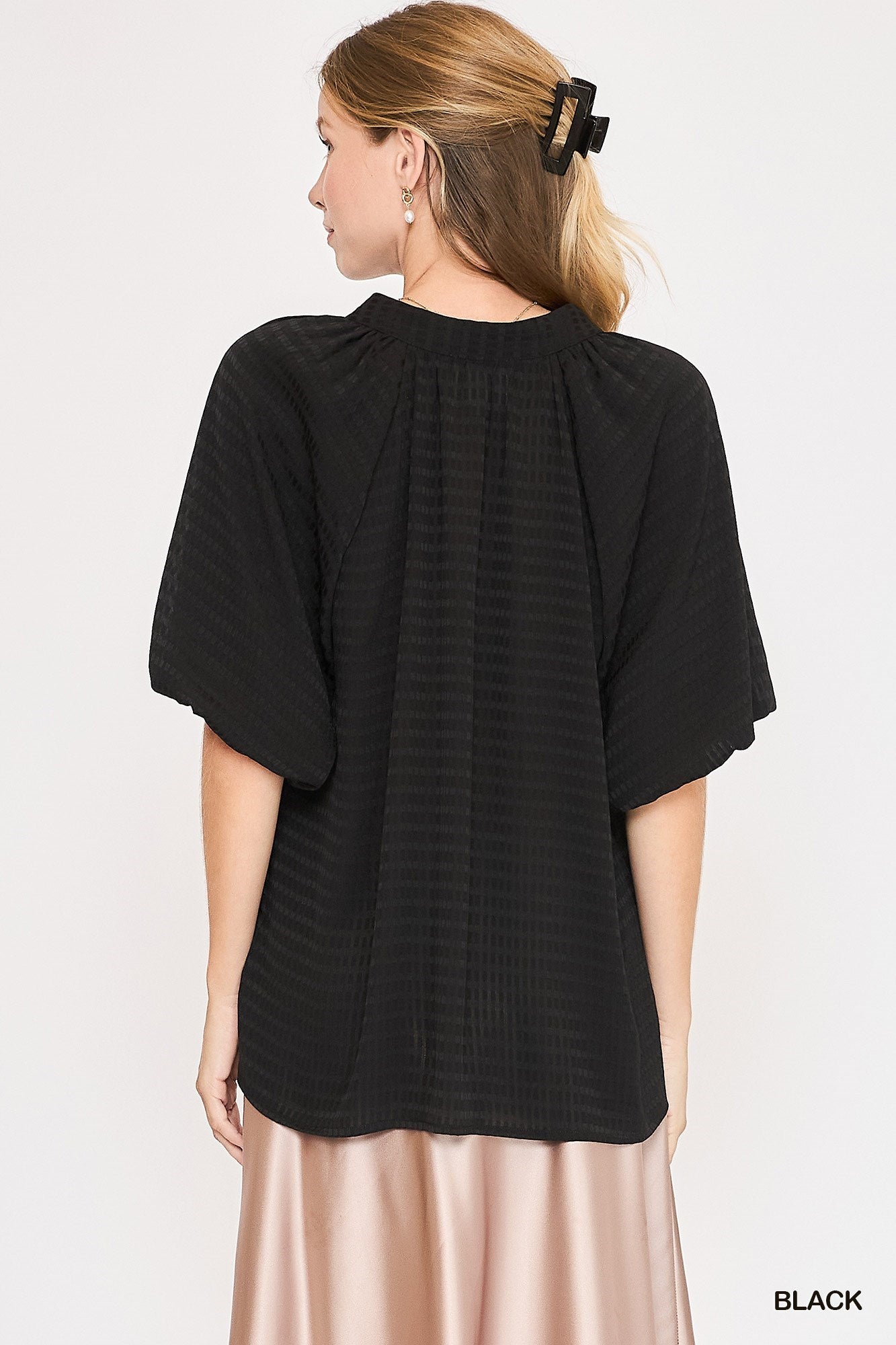 Striped Silky Jacquard Blouse