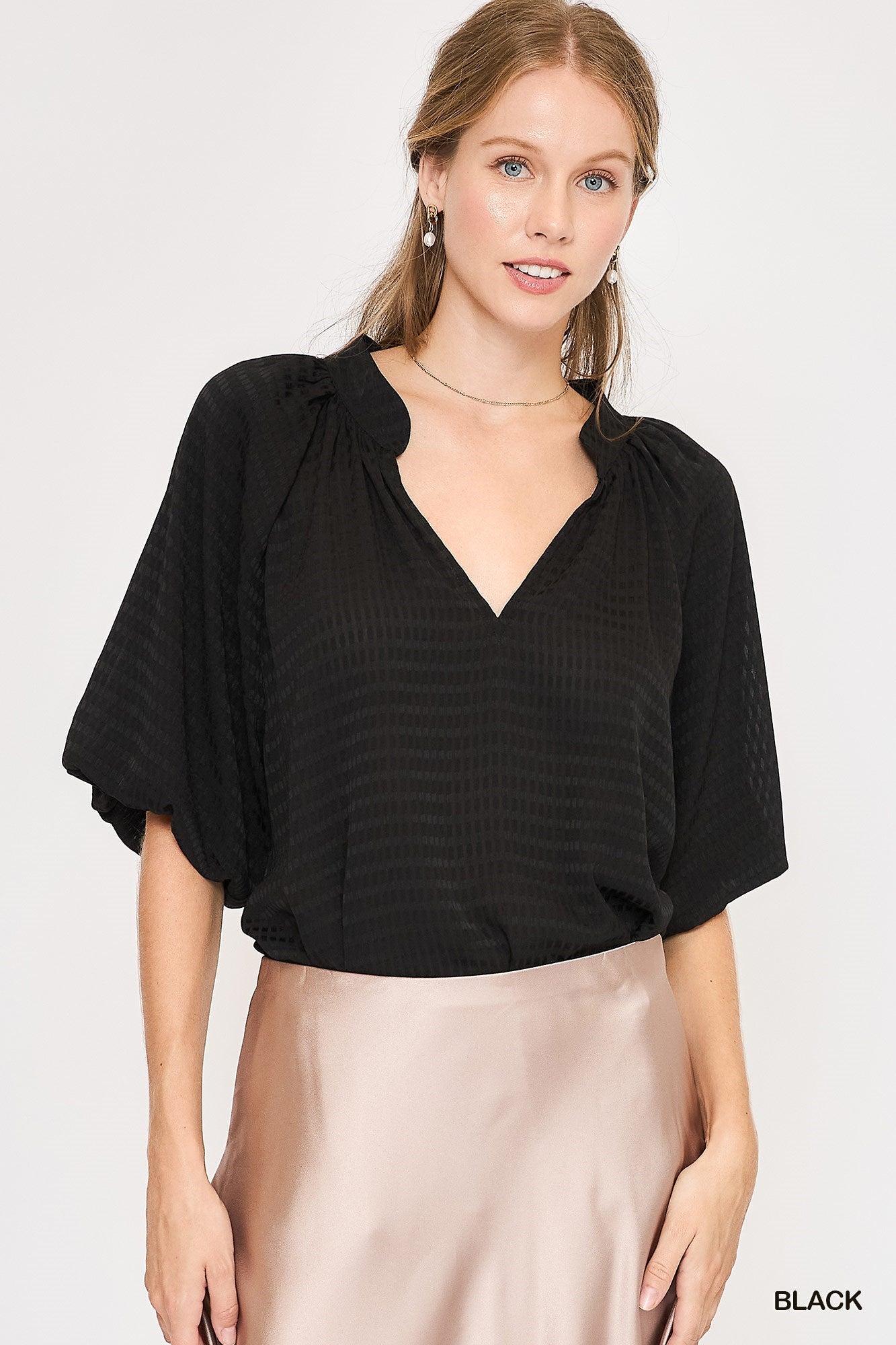 Striped Silky Jacquard Blouse