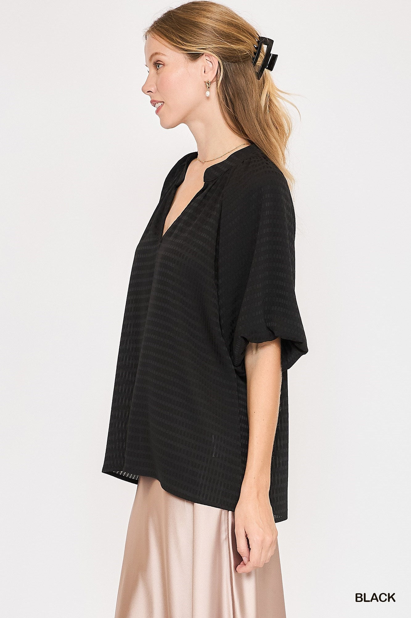Striped Silky Jacquard Blouse