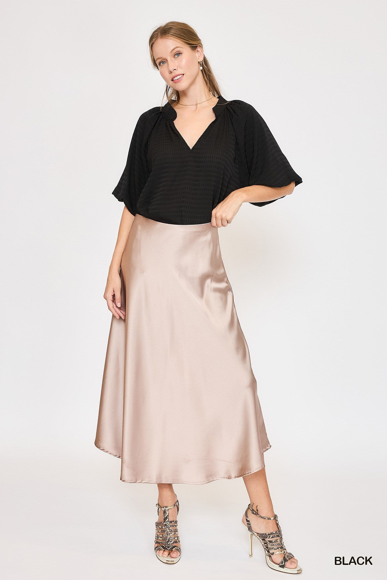 Striped Silky Jacquard Blouse