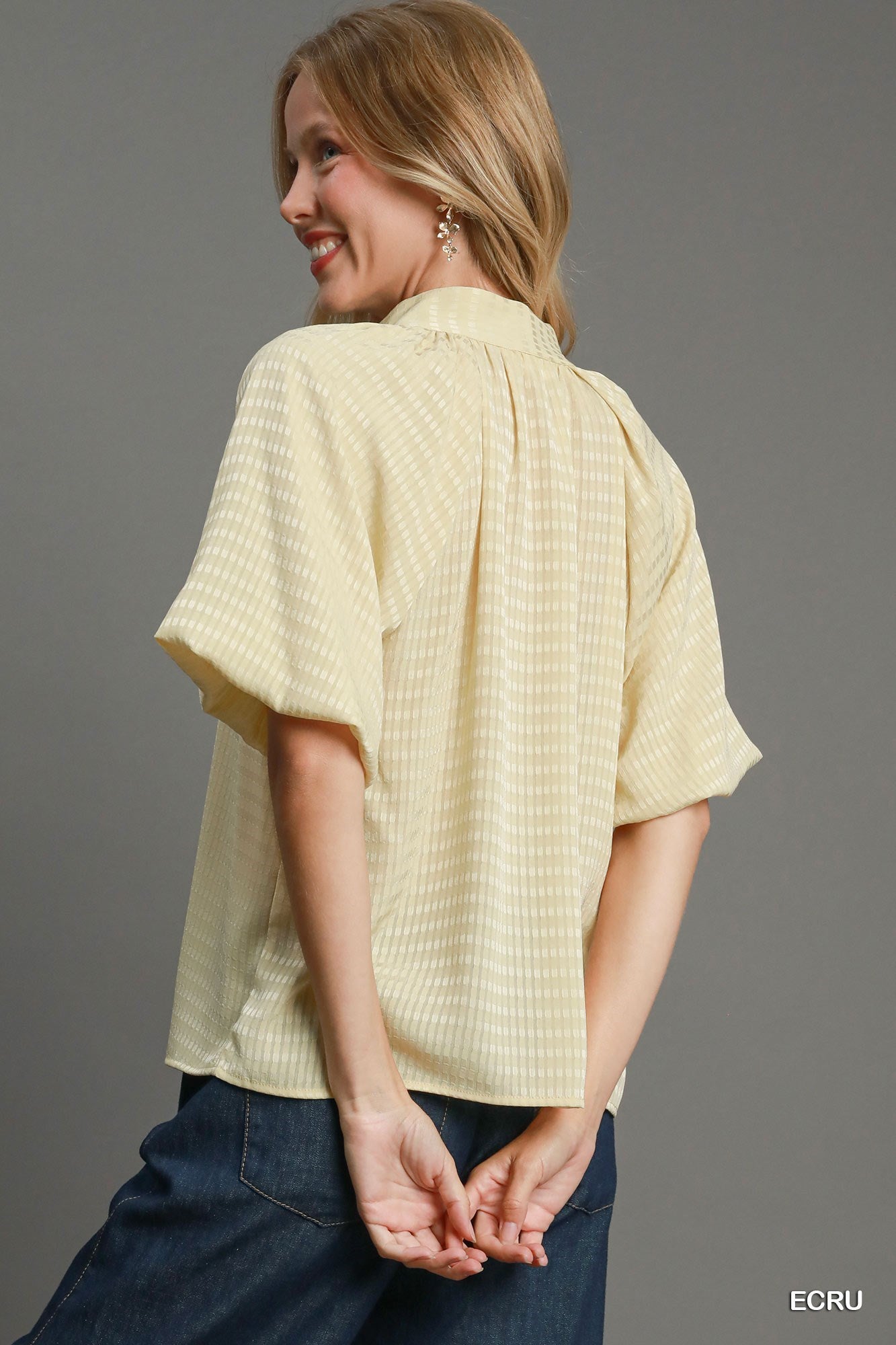 Striped Silky Jacquard Blouse