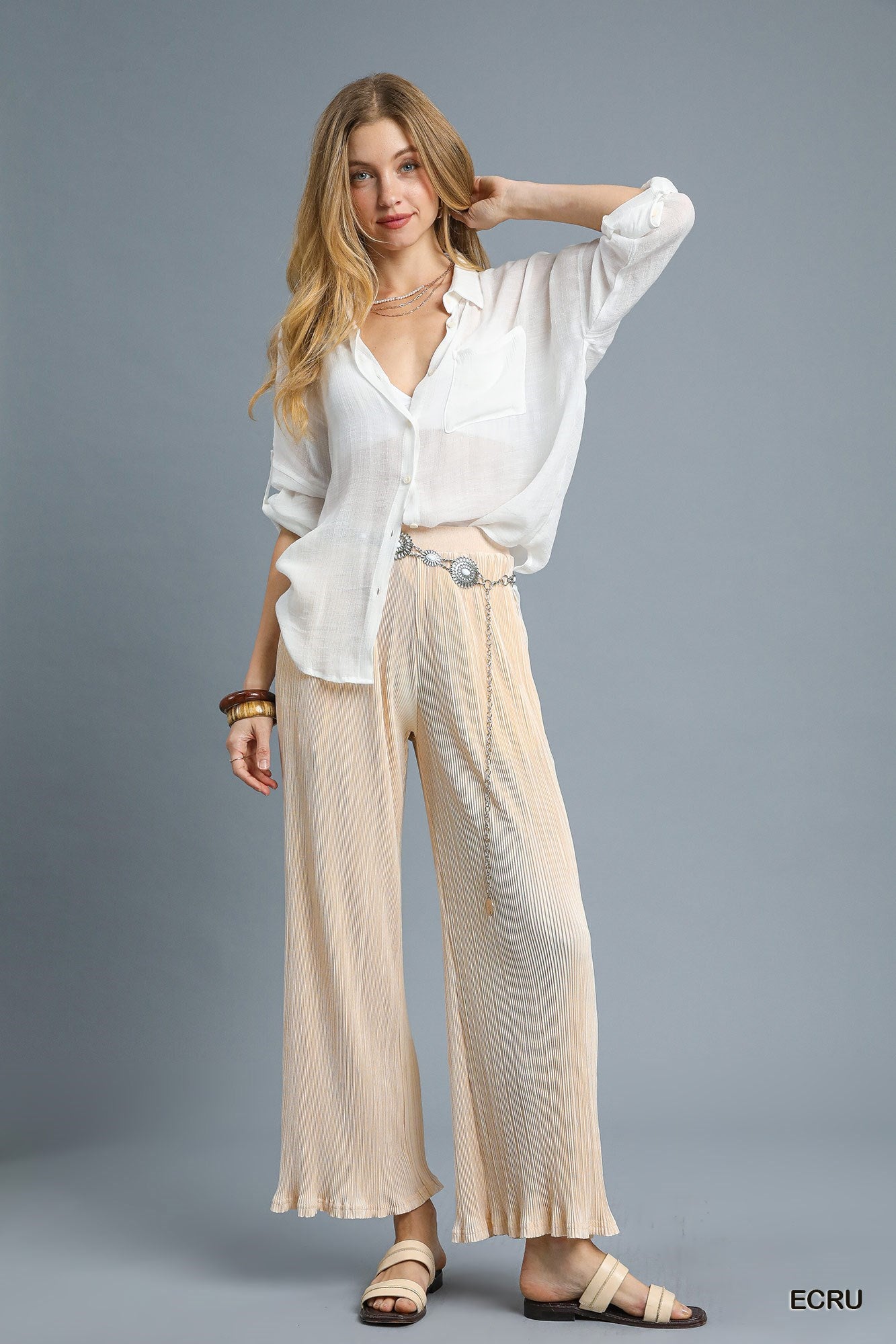 Sun Kissed Pleated Wide Legged Pants