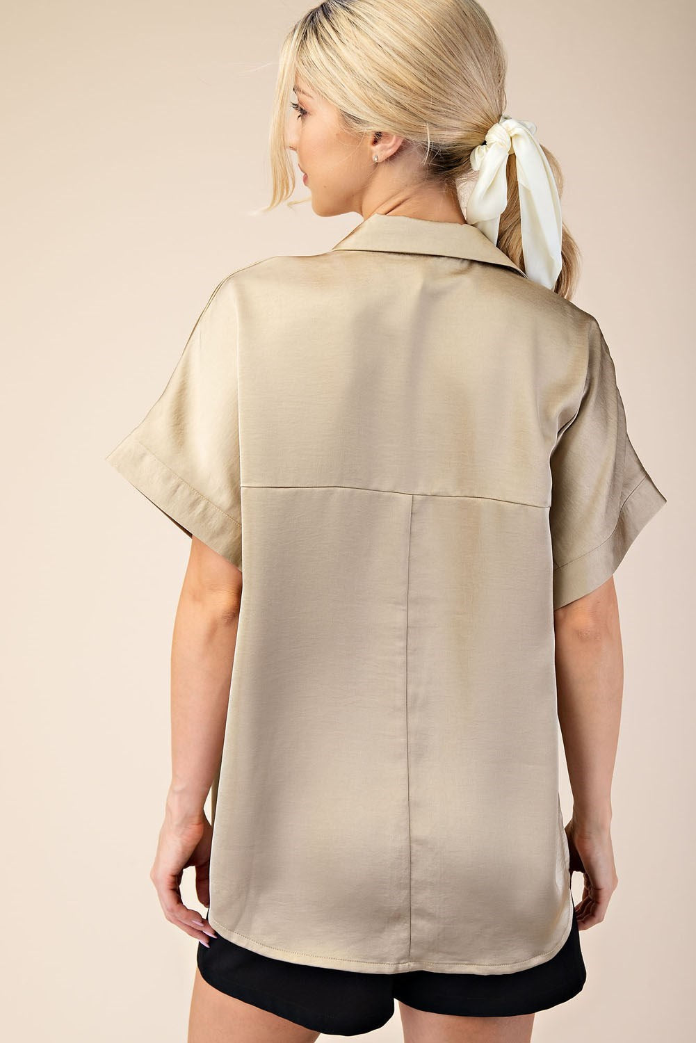 V-Neck Collar Cuffs Sleeve Top