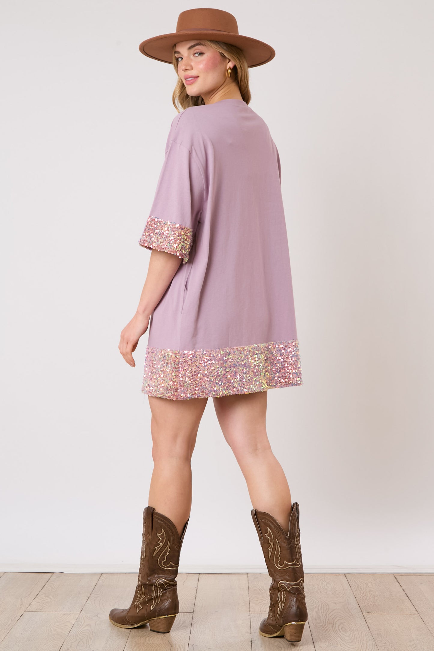 Sequins Band Tee Dress
