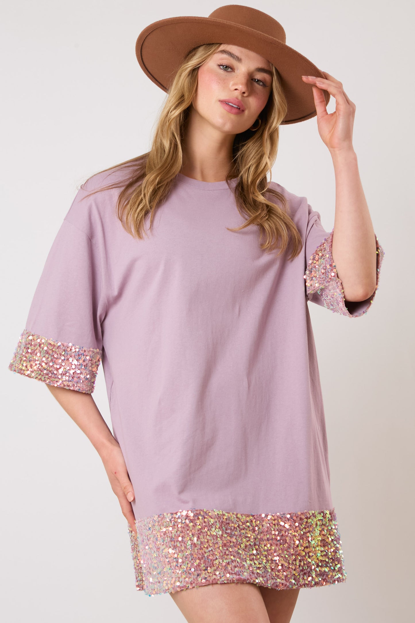 Sequins Band Tee Dress