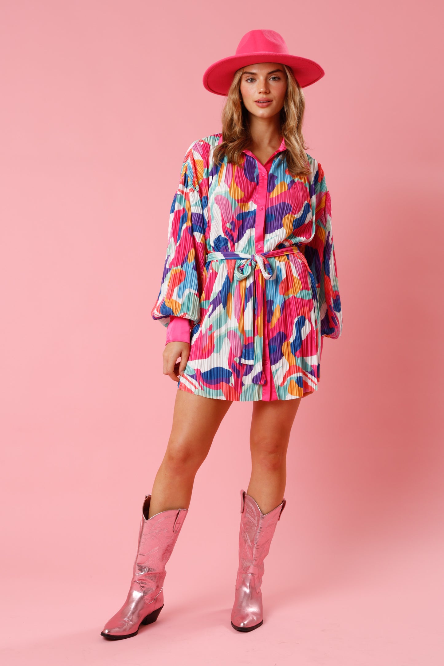 Brushstroke Print Mini Dress