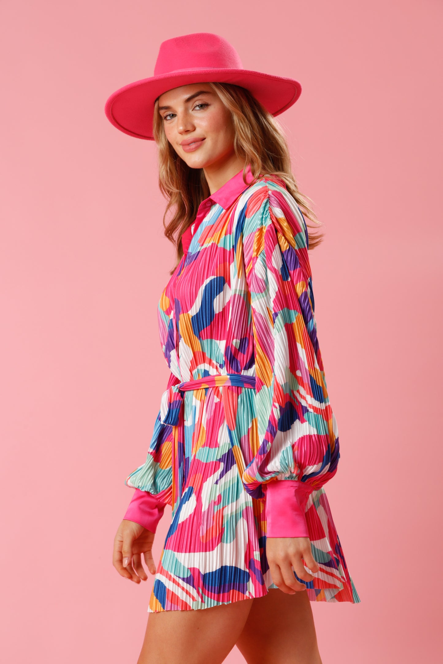 Brushstroke Print Mini Dress