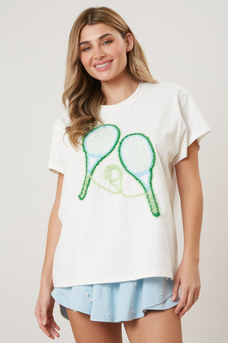 Yarn Tennis Racket Embroidery Tee
