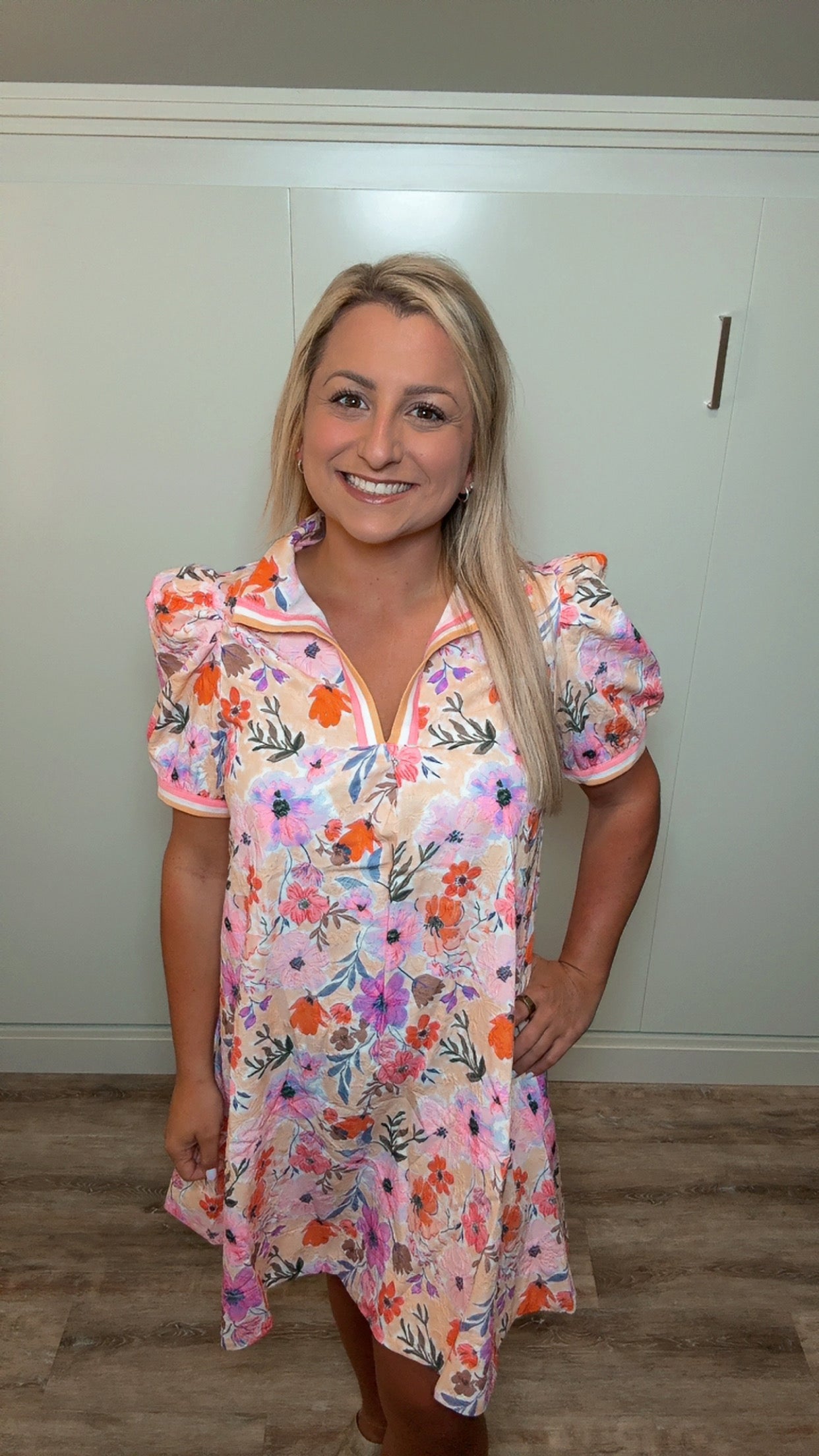 Floral Print High Neck Mini Dress
