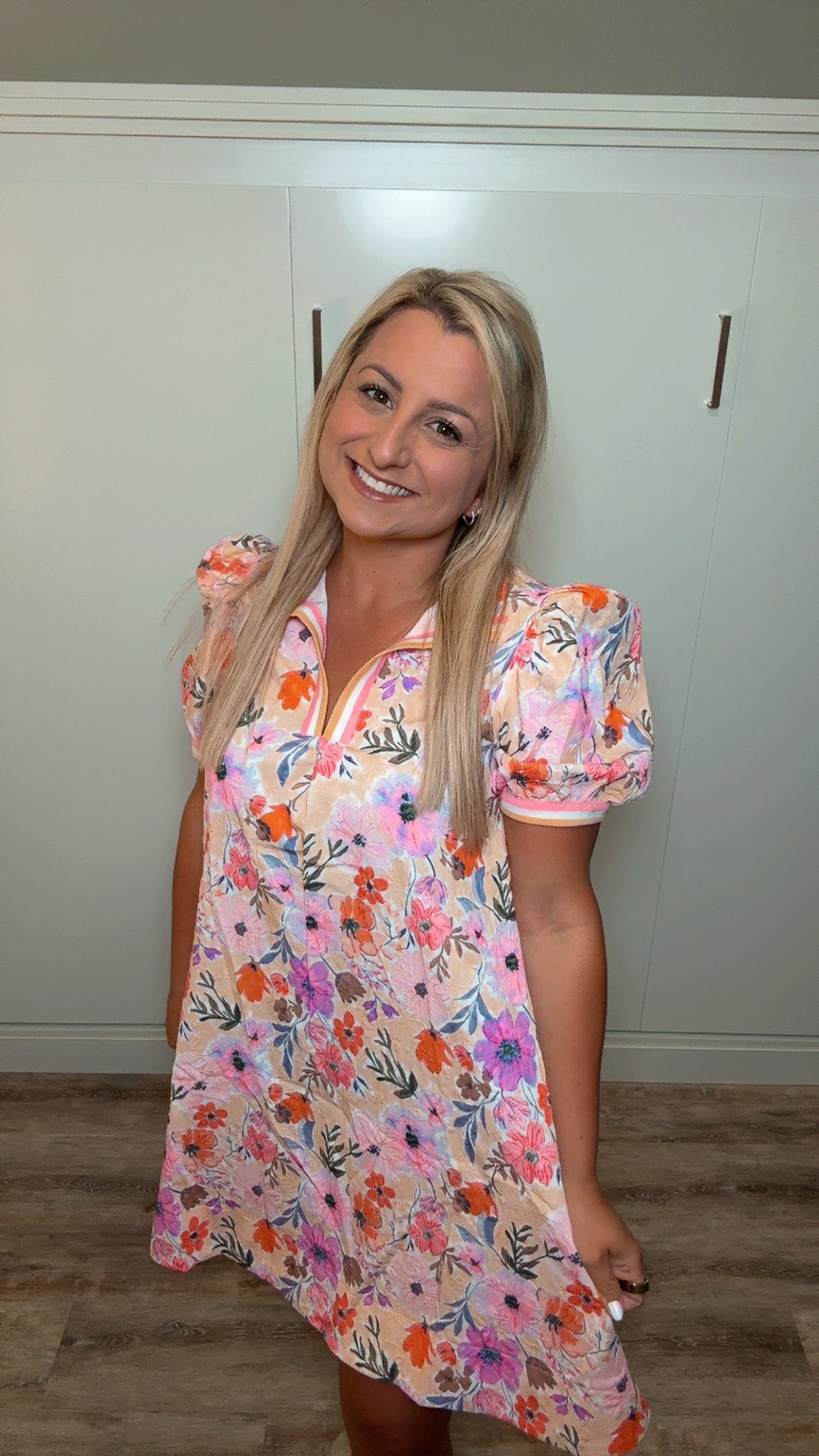 Floral Print High Neck Mini Dress