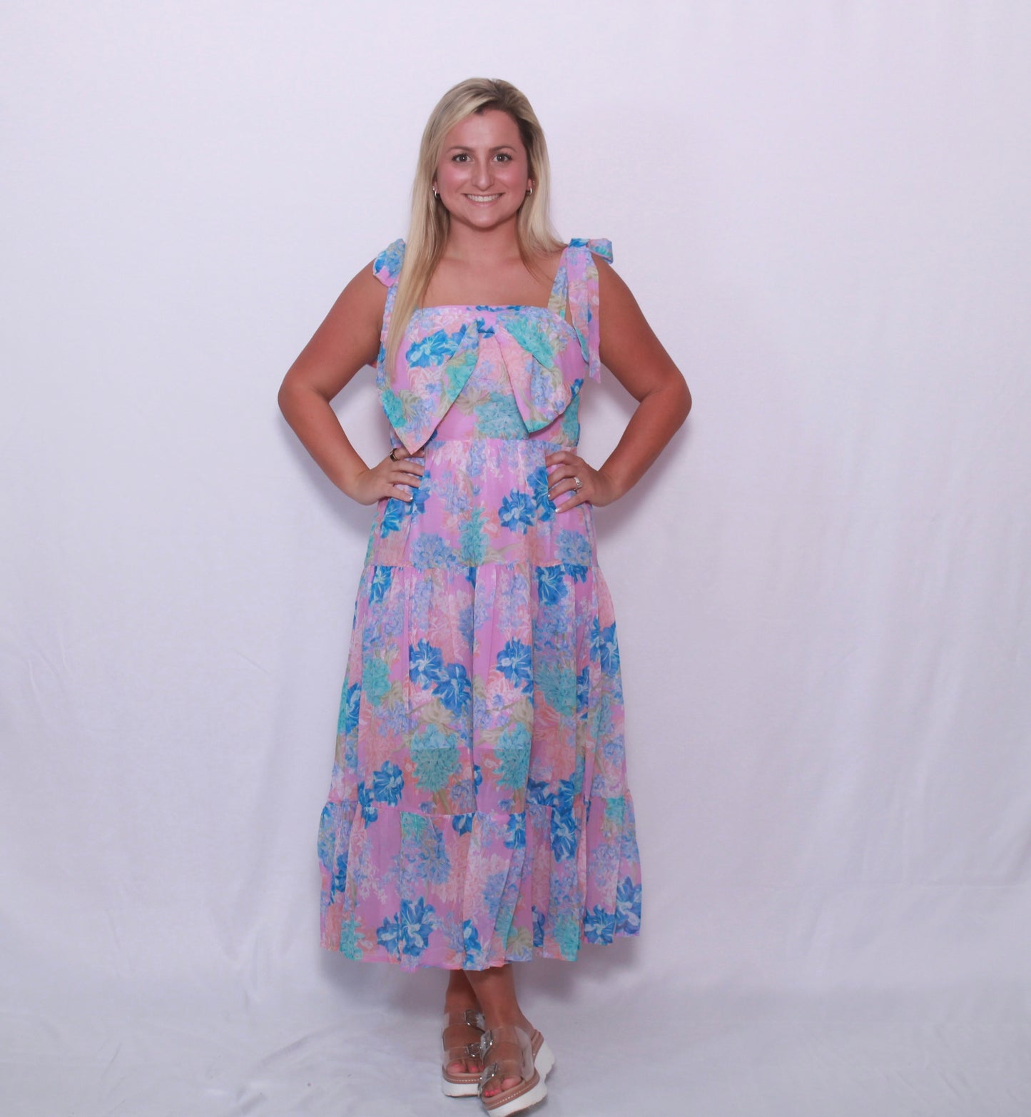 Bow front midi dress