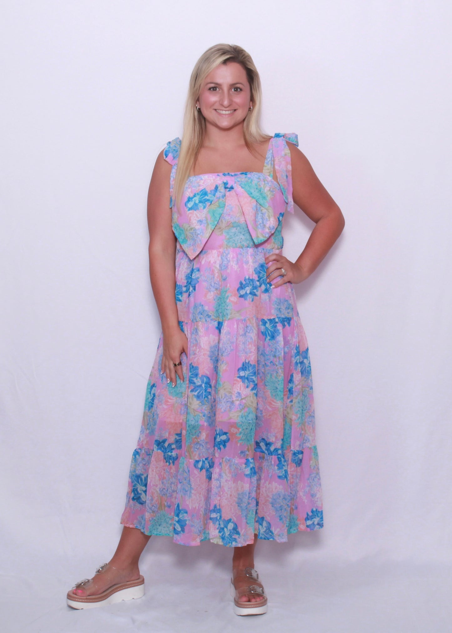 Bow front midi dress