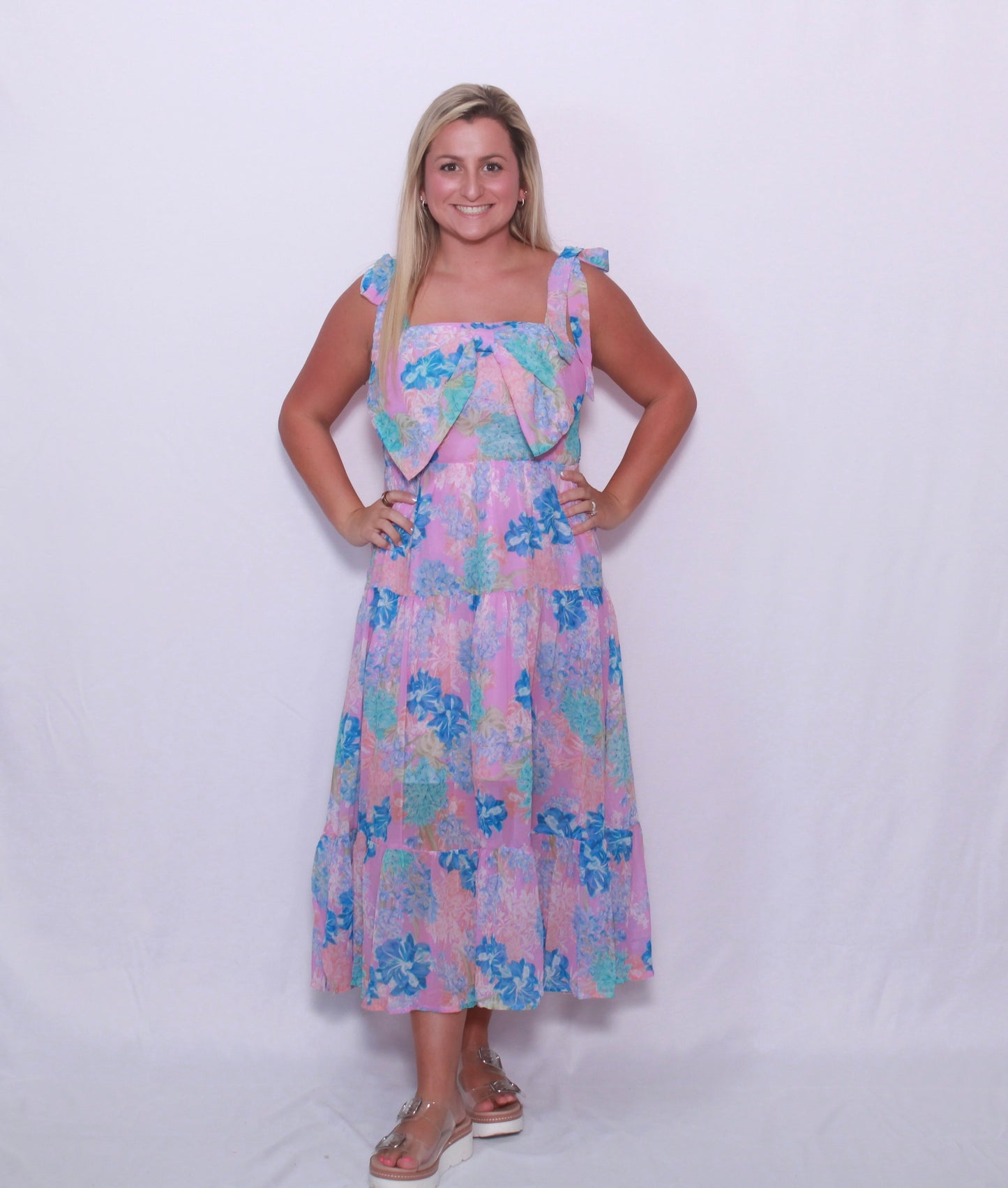 Bow front midi dress
