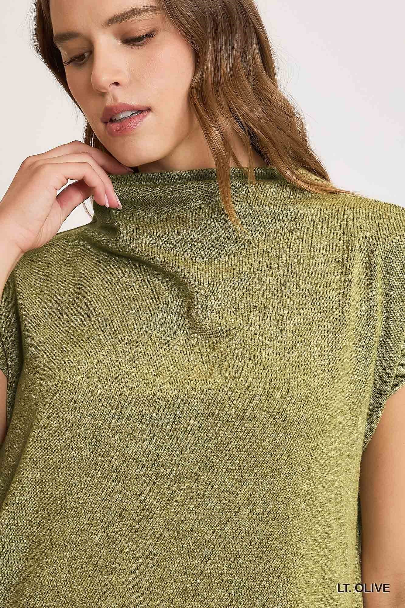 Slub Knit Mock Neck Top