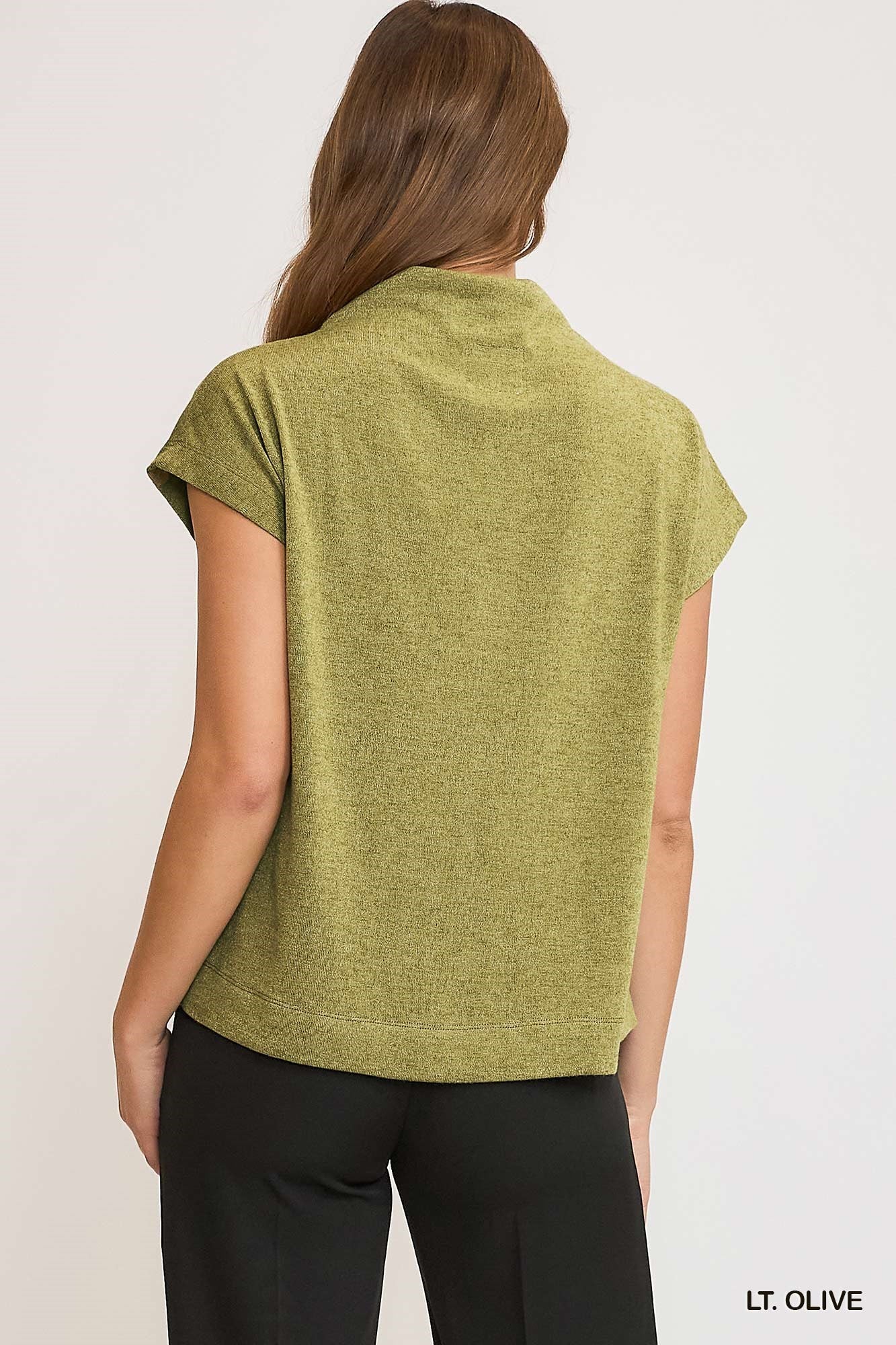 Slub Knit Mock Neck Top