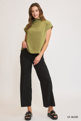 Slub Knit Mock Neck Top