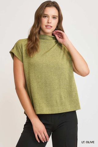 Slub Knit Mock Neck Top