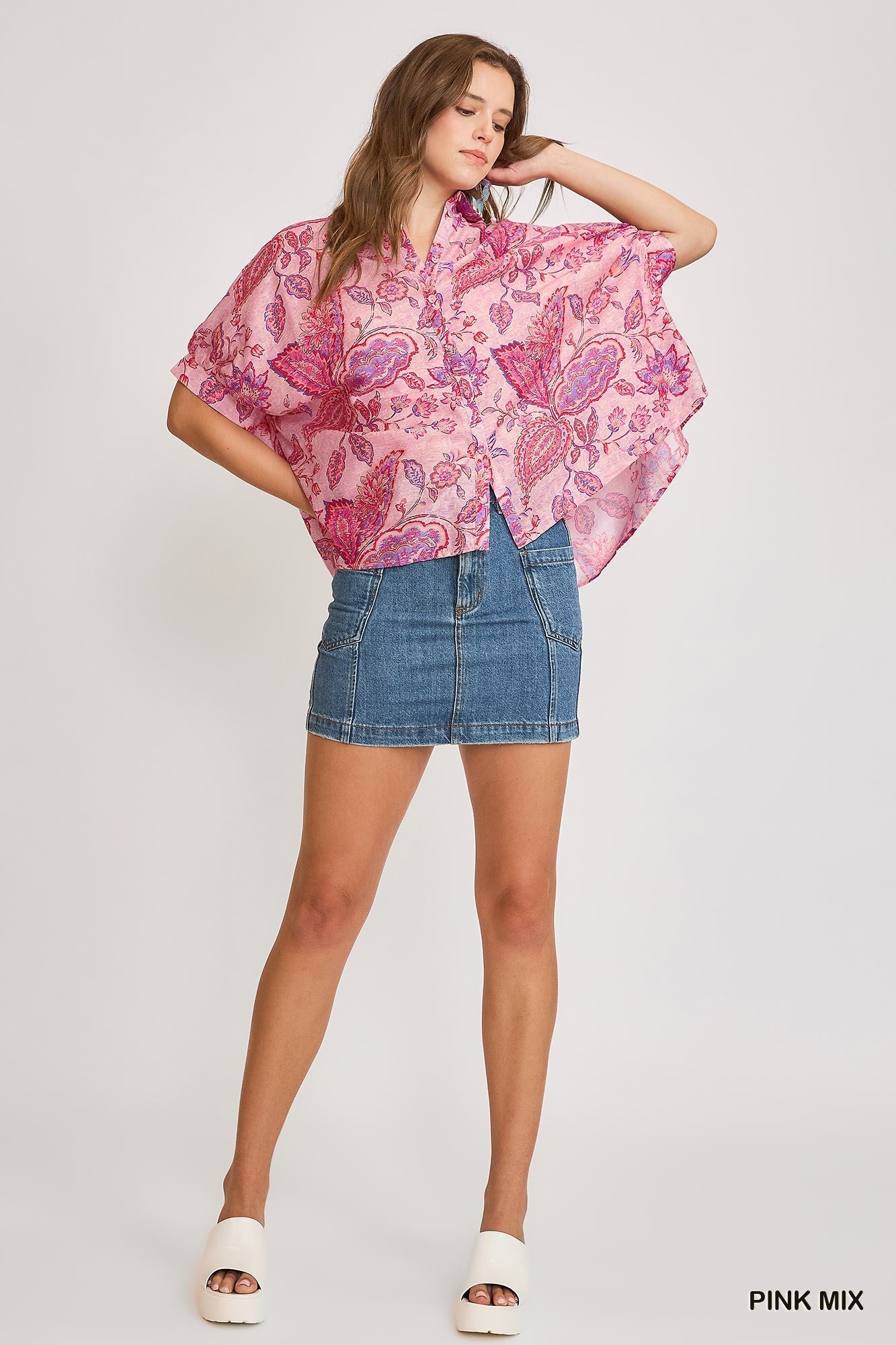 Paisley Print Collared Top