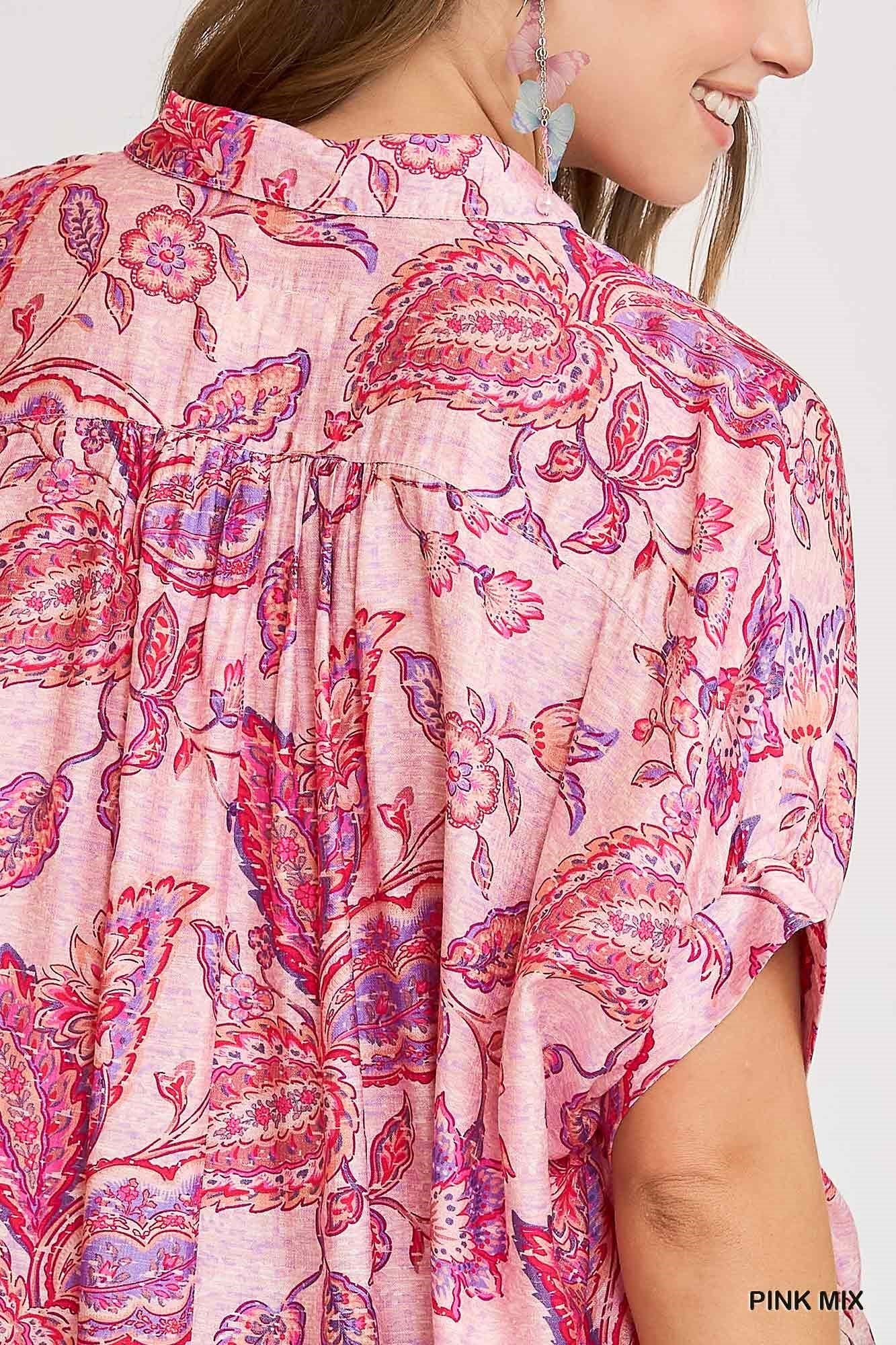 Paisley Print Collared Top