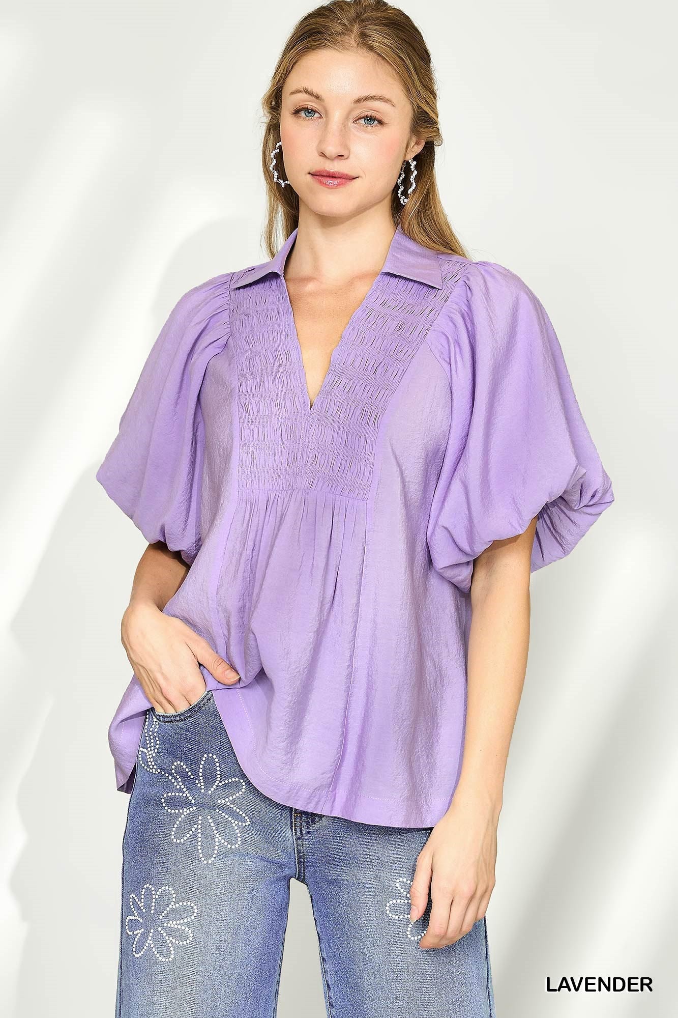 Exaggerated Bubble Sleeve Top