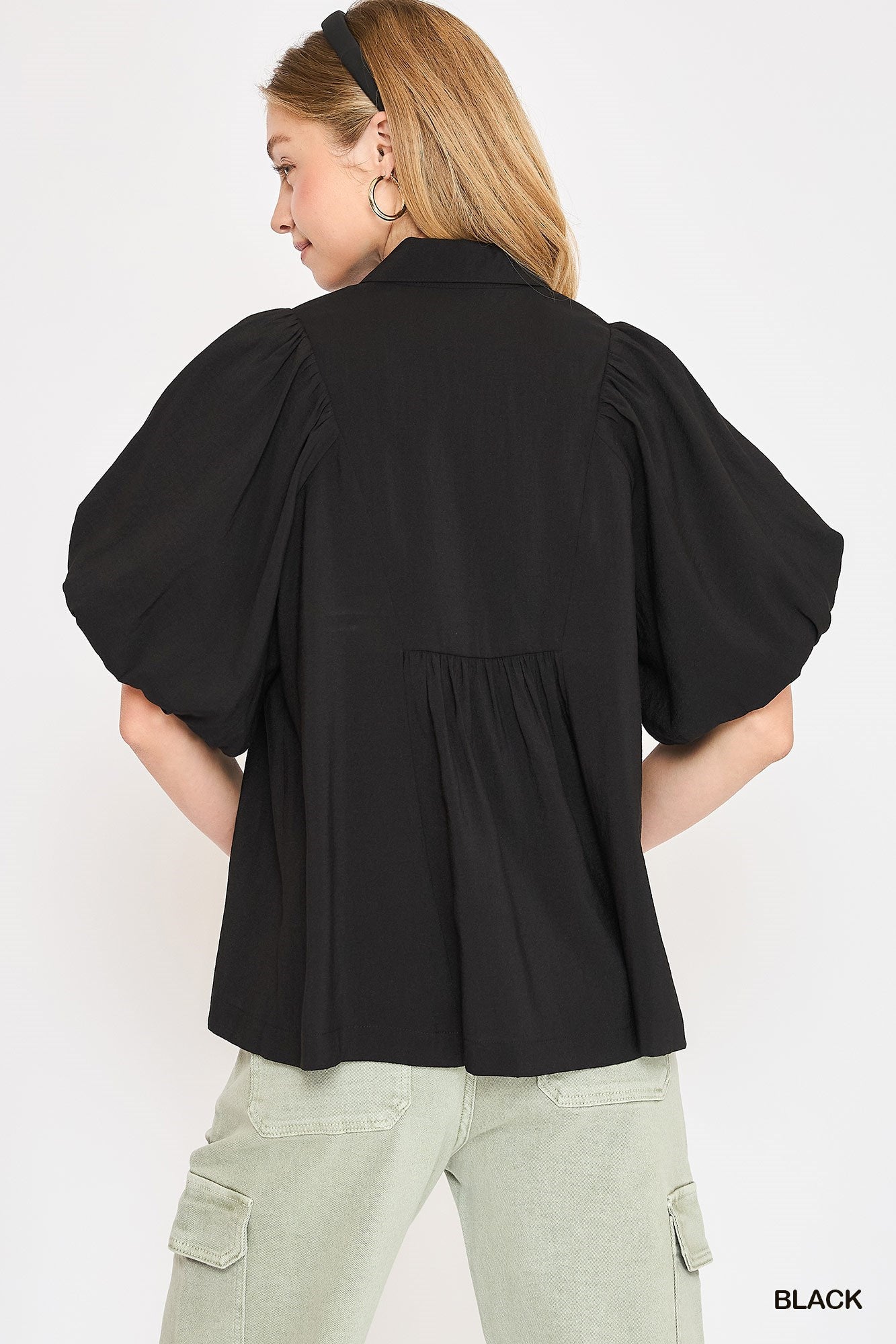 Exaggerated Bubble Sleeve Top