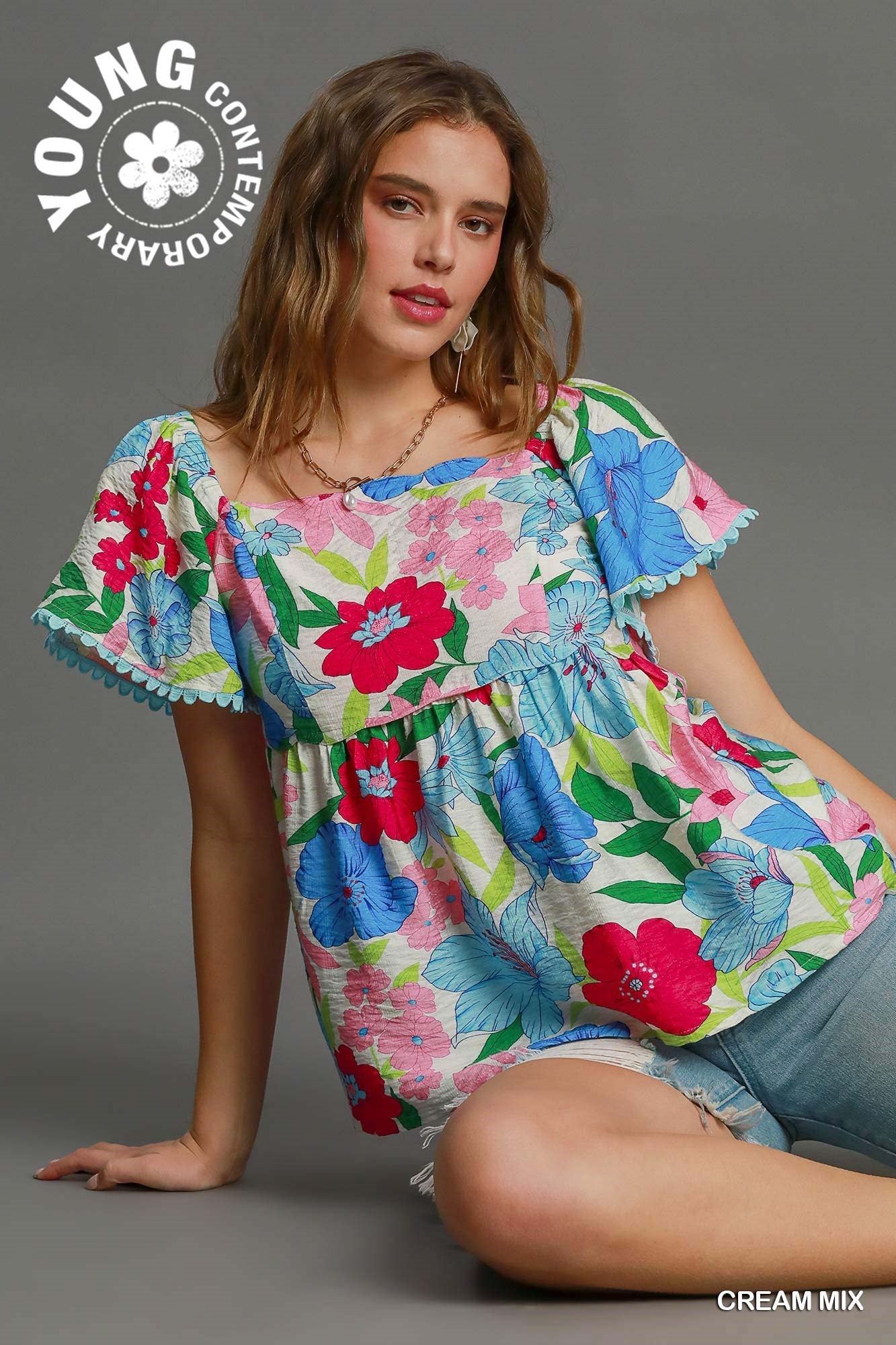 Floral Print Babydoll Top