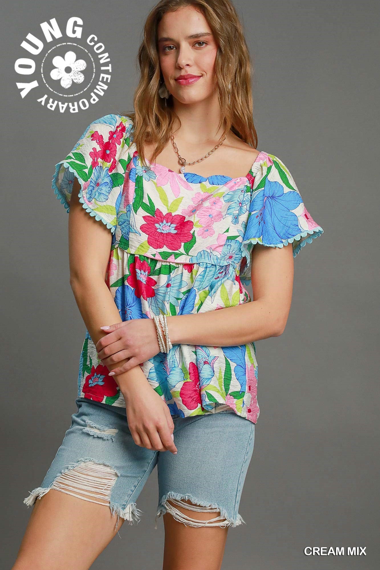 Floral Print Babydoll Top
