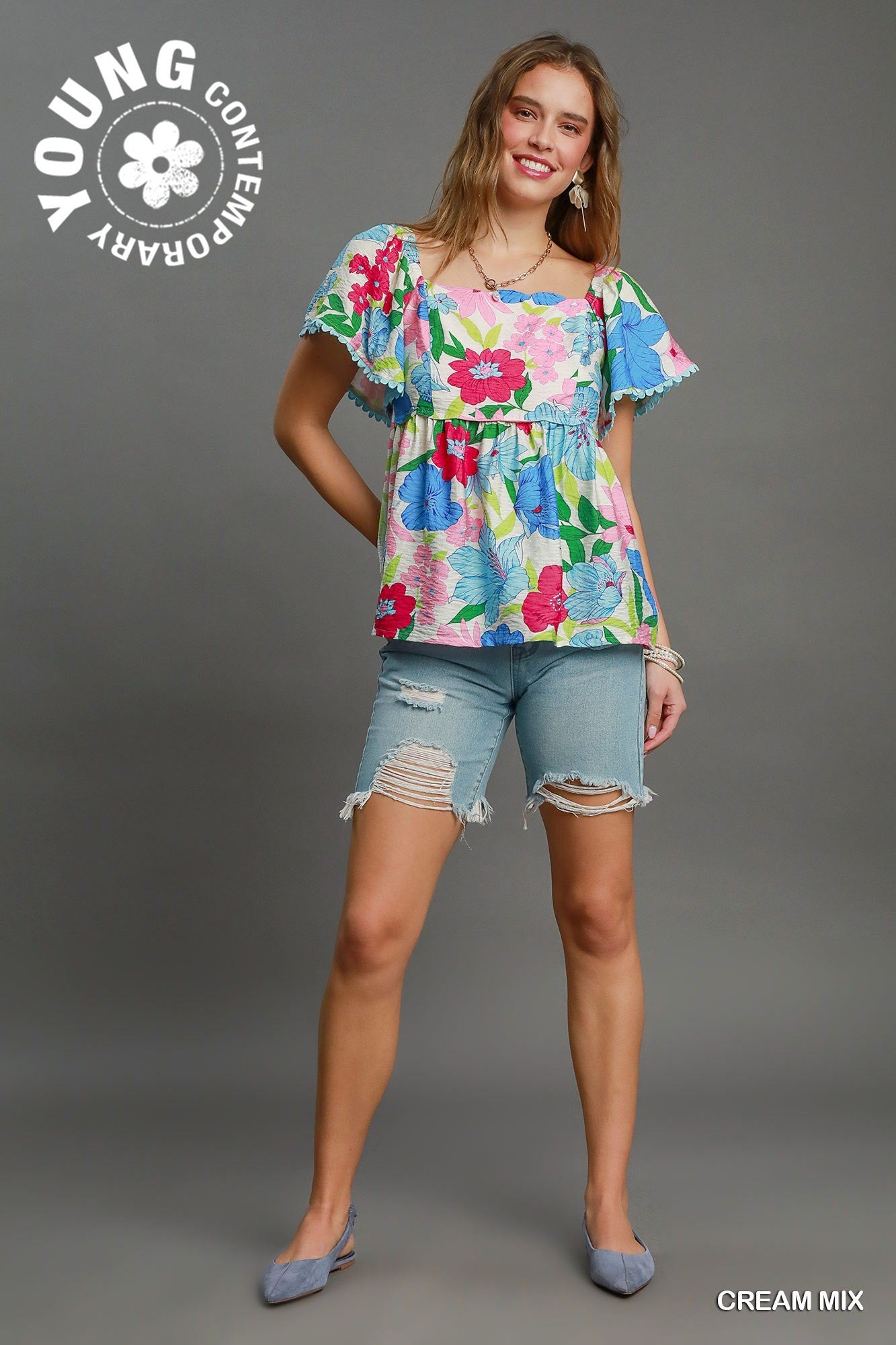 Floral Print Babydoll Top