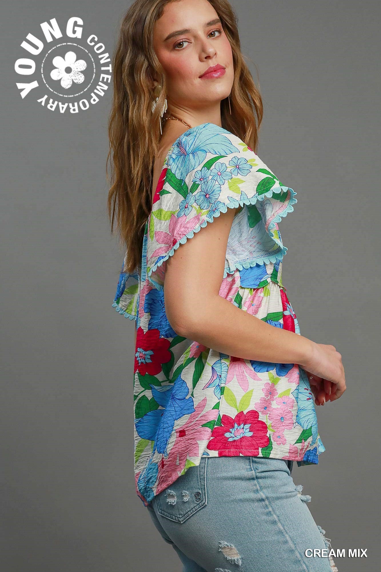 Floral Print Babydoll Top