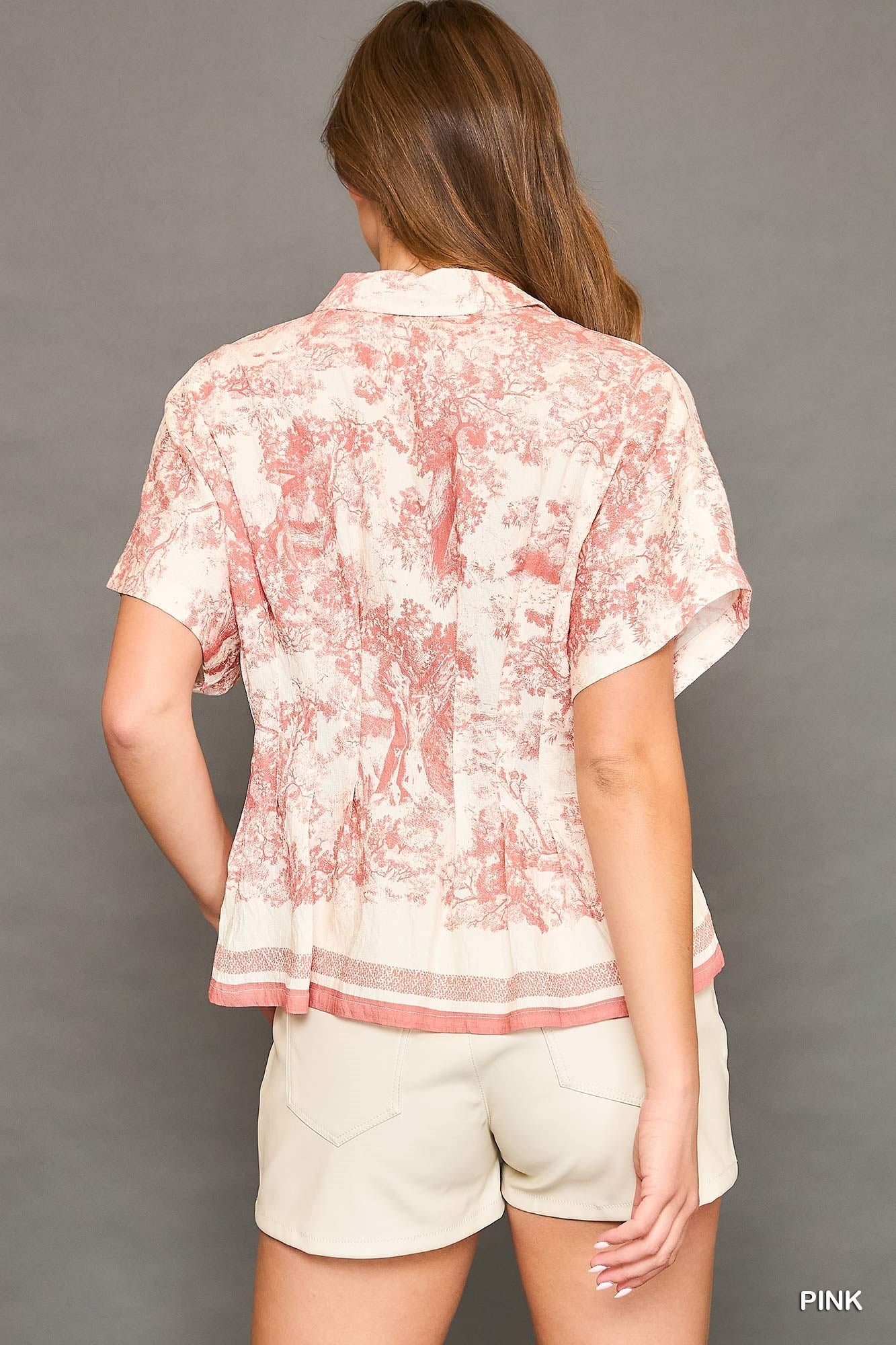 Collared Button Down Print Top