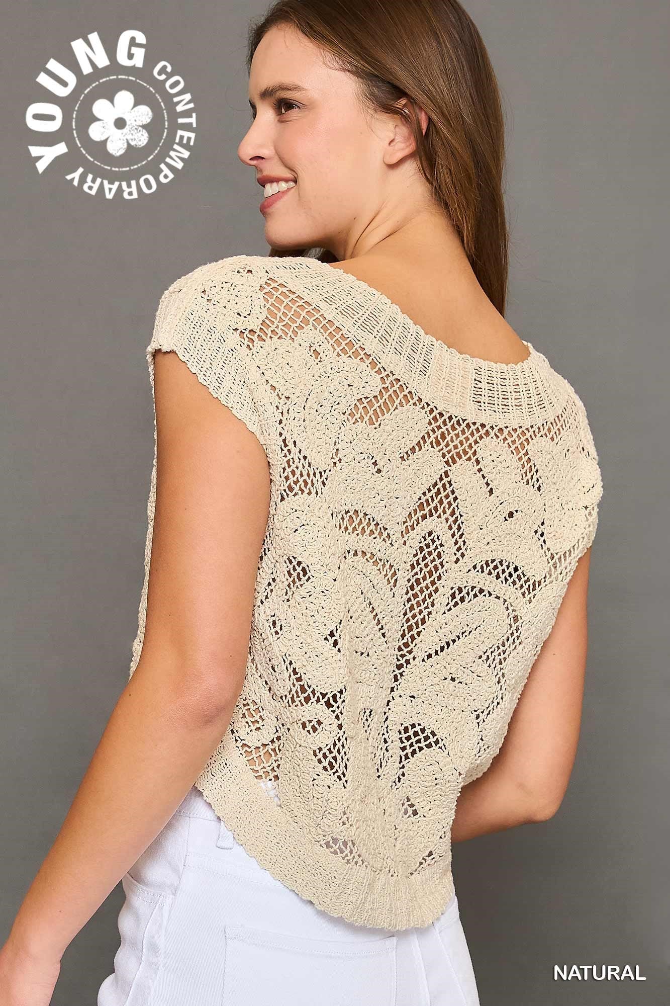 Boho Chic Crochet Knit Top