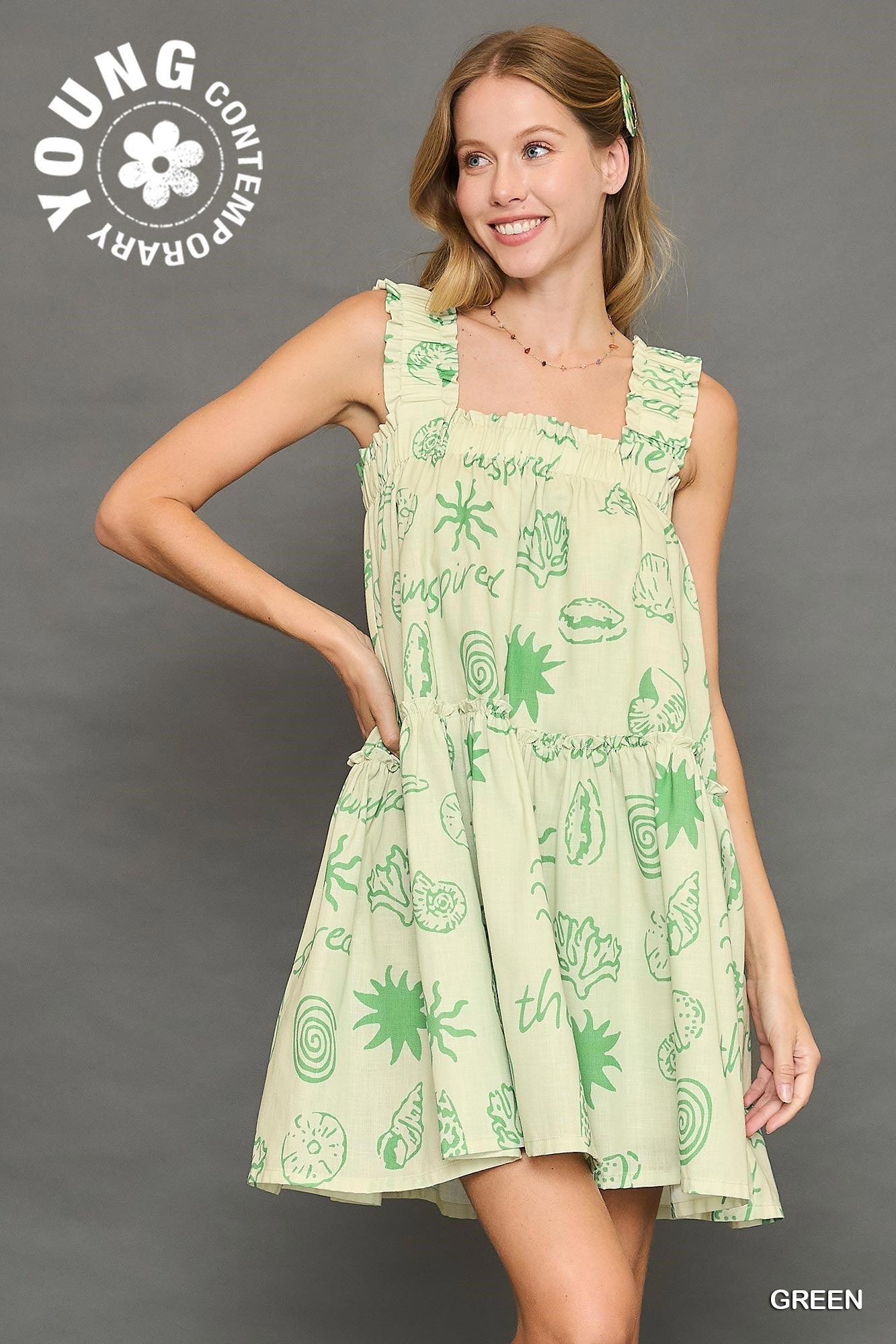Abstract Print Tiered Dress