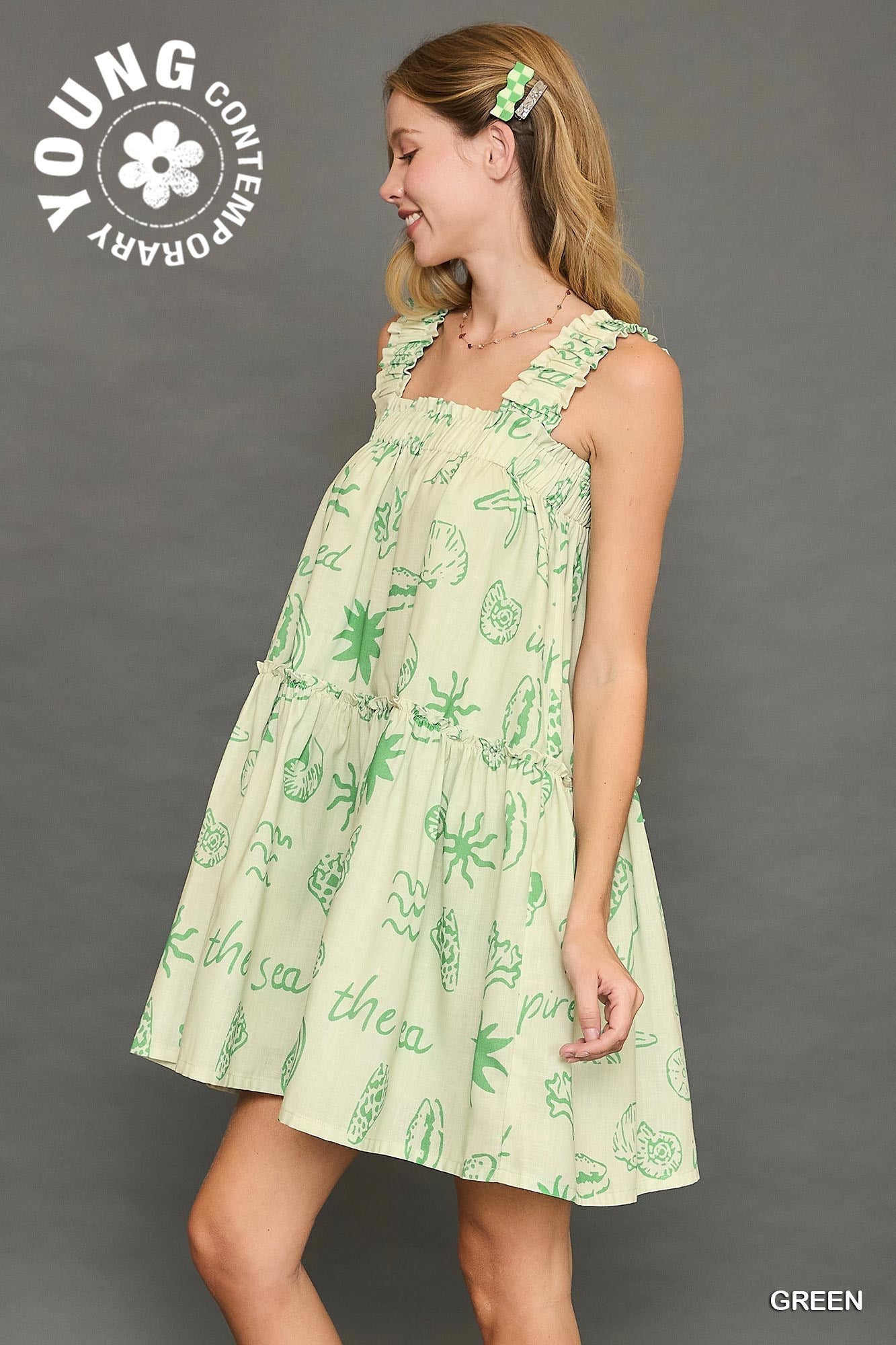 Abstract Print Tiered Dress