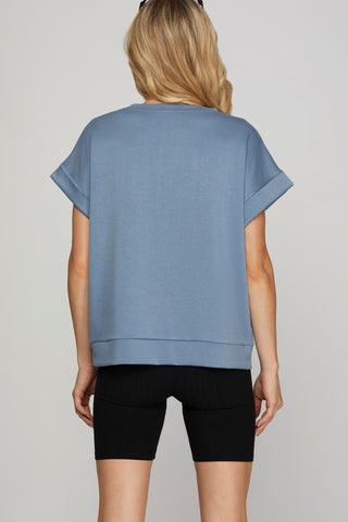 DROP SHOULDER KNIT TOP