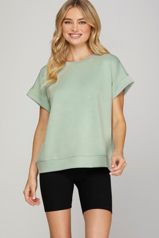 DROP SHOULDER KNIT TOP