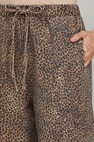 LEOPARD PRINT TWILL WASHED PANTS