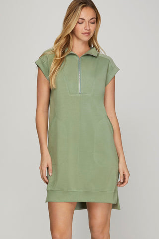 Half Zip Dress with Pockets