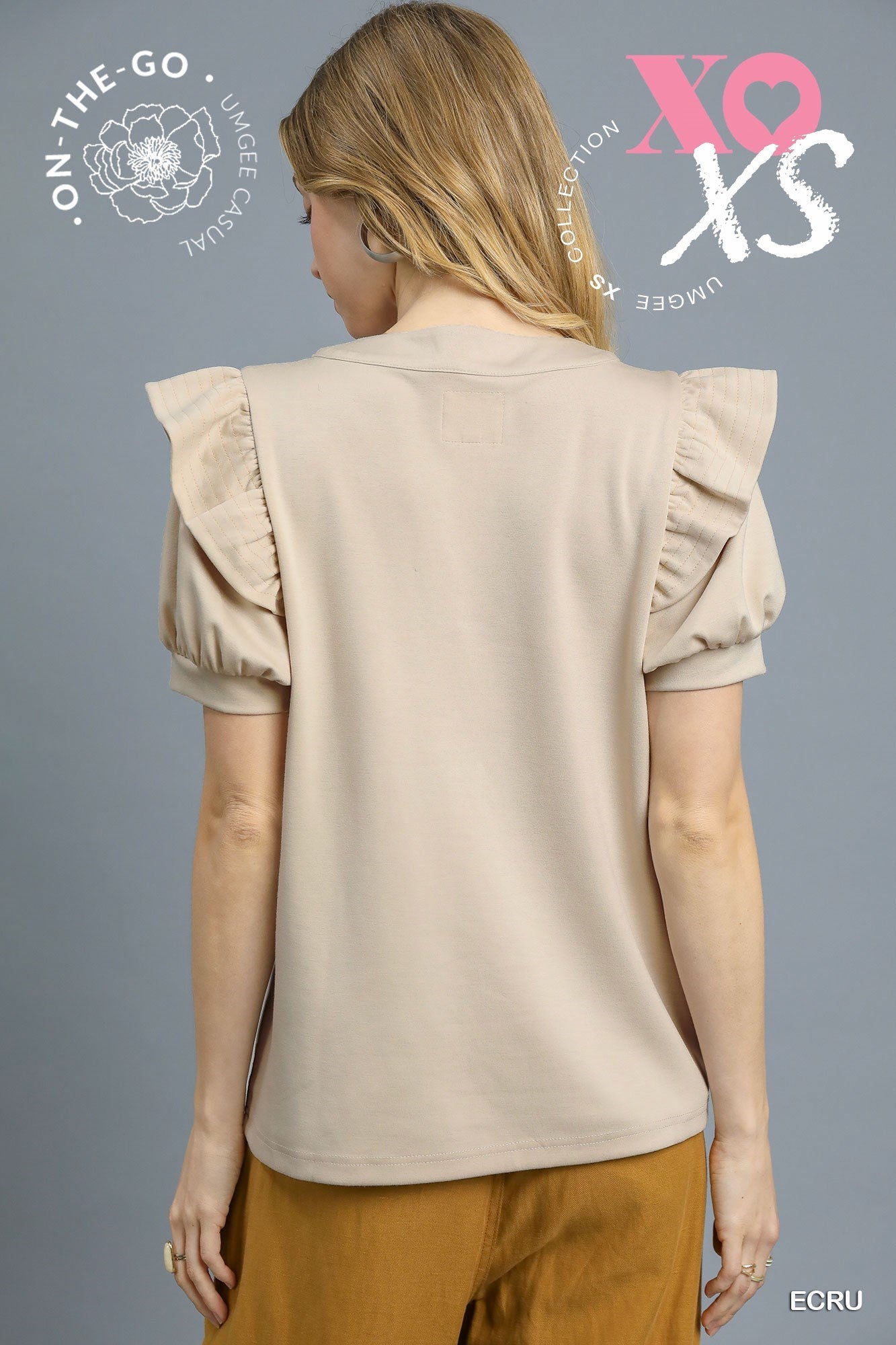 Puff Sleeve Top with Contrast Piping